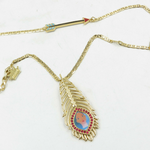 DISNEY COUTURE POCAHONTAS 14KT GP FEATHER NECKLACE - Picture 3 of 5